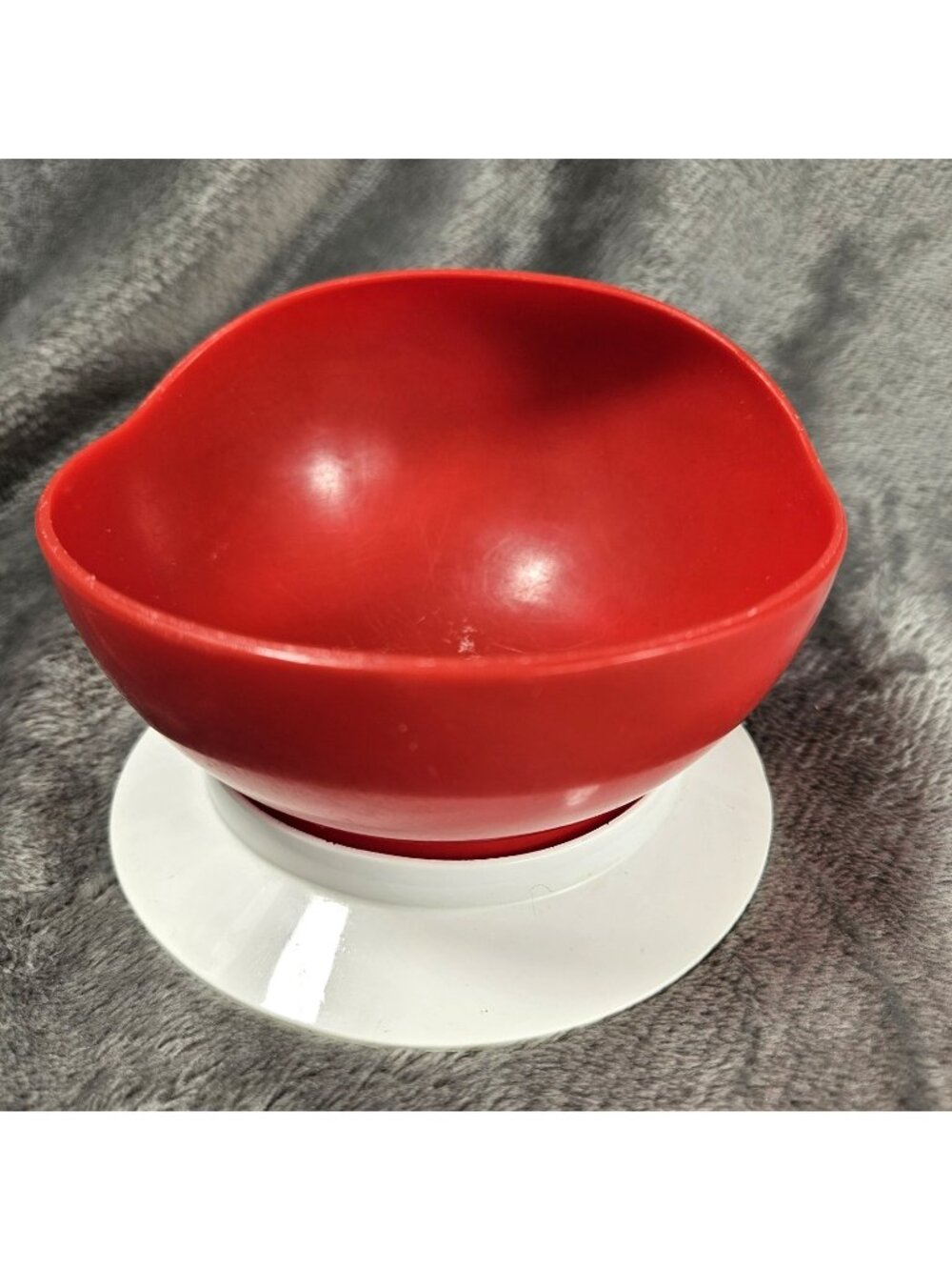 Vintage 70s Tommee Tippee Weaning Toddler Feeding Bowl Red White Plastic READ